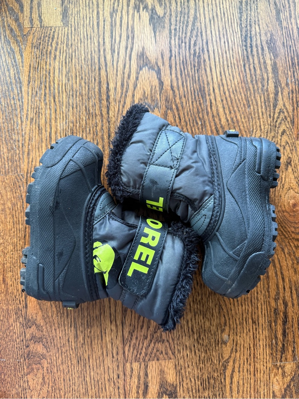 Sorel | Kids Black & Neon Green Insulated Winter Boots